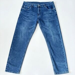Mid Waist Straight Leg Blue Denim Men Jeans  Straight Leg Size 16
